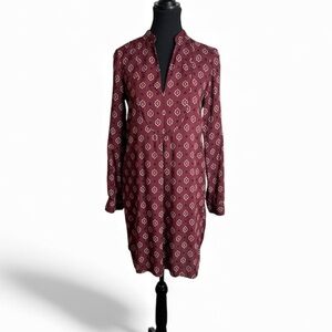 Zara Burgundy Geometric Print Tunic Dress Small